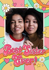 Tap to view Best Sister Ever Retro Photo Birthday Card