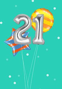 Tap to view Foil Balloons 21st Happy Birthday card