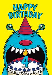 Tap to view Monster Cake 4th Birthday Card