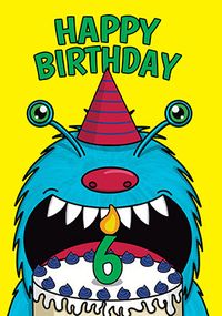 Tap to view Monster Cake 6TH Birthday Card
