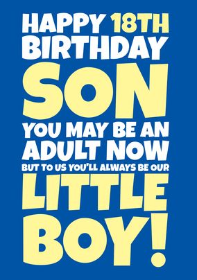 Happy 18th Birthday to my Little Boy Card | Funky Pigeon