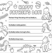 Tap to view Daddy Dino Prompts Father's Day Colouring Card
