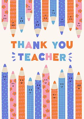 Thanks Teacher Pencils Card | Funky Pigeon