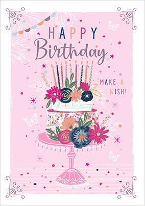 Happy Birthday Make a Wish Cake Card | Funky Pigeon