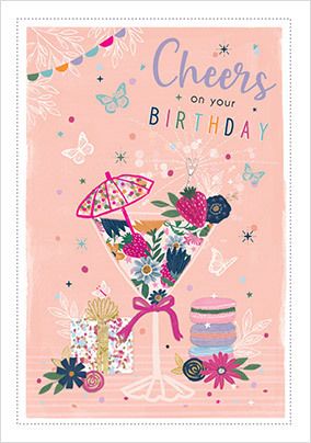 Cheers on your Birthday Cocktail Card | Funky Pigeon