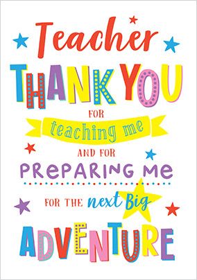 Thank You Teacher for Preparing Me Card | Funky Pigeon