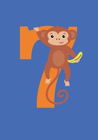 Tap to view Age 7 Monkey Children's Birthday Card