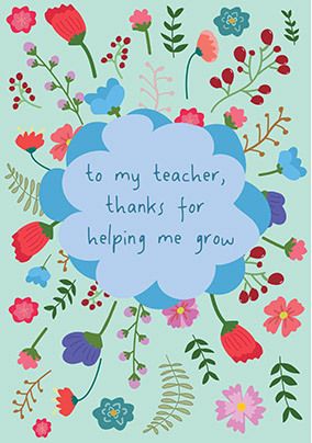 Thank You Teacher Florals Card 