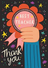 Tap to view Thank You Teacher Red Rosette Card
