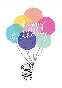 Tap to view Happy Birthday Zebra Balloons Birthday Card