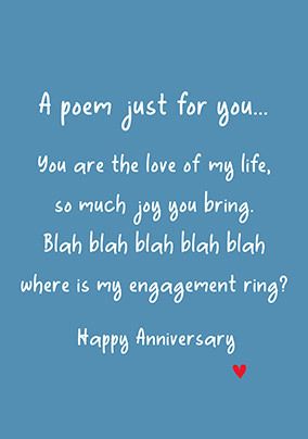 Poem For You Anniversary Card 