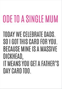 Tap to view Ode to a Single Mum Father's Day Card