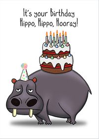 Tap to view Hippo Hooray Birthday Card