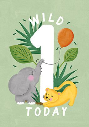 Wild Animals 1st Birthday Card Funky Pigeon