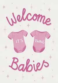 Tap to view Twin Pink New Baby Card