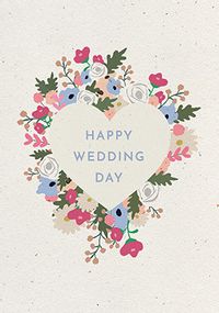 Tap to view Happy Wedding Day Floral Heart Card