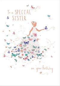 Tap to view Special Sister Butterfly Dress Birthday Card