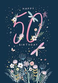 Tap to view Dragonflies 50th Birthday Card