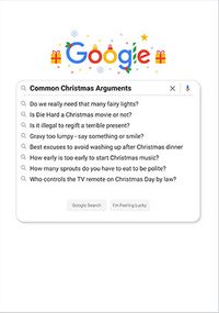 Tap to view Google Search Christmas Arguments Card