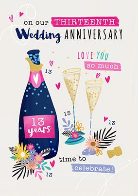 Thirteenth Wedding Anniversary Card 