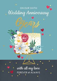 Tap to view 6th Wedding Anniversary Cake Card