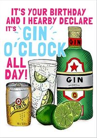 Tap to view Gin O Clock All Day Birthday Card