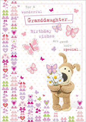 Dog and Butterflies Granddaughter Birthday Card | Funky Pigeon