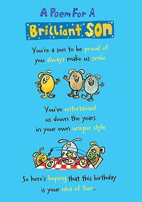 Poem for a Brilliant Son Birthday Card | Funky Pigeon