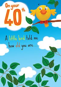 Tap to view A Little Bird told me 40th Birthday Card