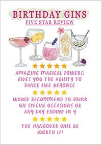 Tap to view 5 Star Birthday Gins Card