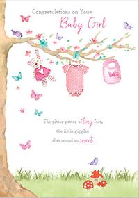 Tap to view Gibson New Baby Girl Congratulations Card - Pitter Patter