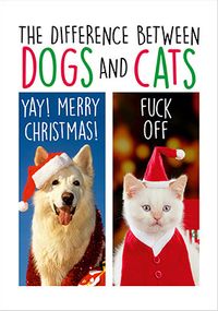 Tap to view Difference Between Dogs and Cats Funny Christmas Card