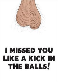 Tap to view Missed You Like a Kick in the Balls Welcome Back Card