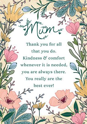 Thank You For All You Do Mum Mother's Day Card | Funky Pigeon