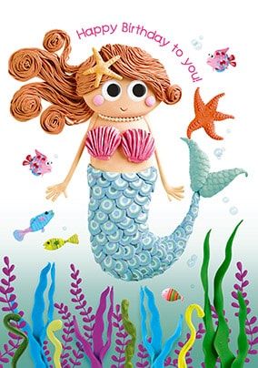 Happy Birthday Mermaid Card | Funky Pigeon