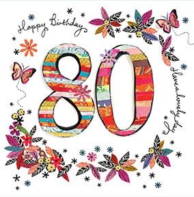 80 Happy Birthday Card - Artisan | Funky Pigeon