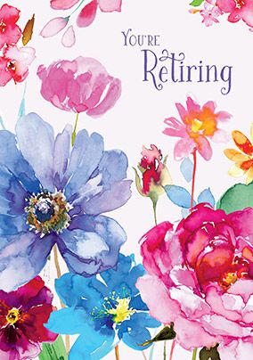 Pretty Floral Watercolour Retirement Congratulations Card | Funky Pigeon