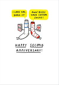Tap to view Bless your Cotton socks 2nd Anniversary Card