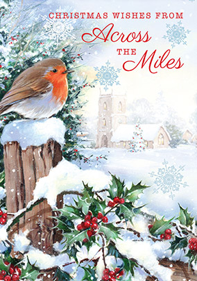 Christmas Wishes From Across The Miles Christmas Card | Funky Pigeon