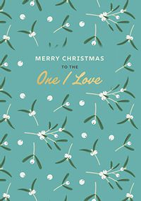 Tap to view One I Love Mistletoe Print Christmas Card