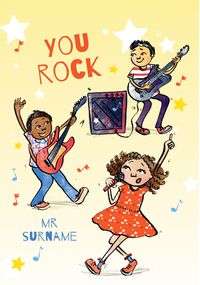 Tap to view You Rock Thank You Teacher Personalised Card