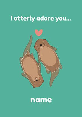 ADORABLE Otter Half Anniversary Card Love Valentine's Day Thinking Of You