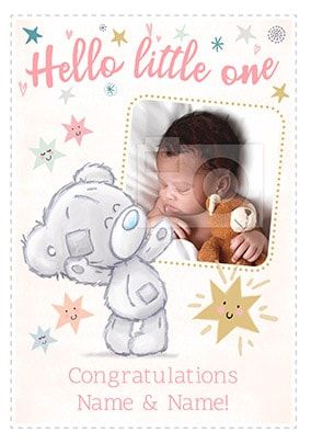 Hello Little One - Baby Girl Photo Card | Funky Pigeon