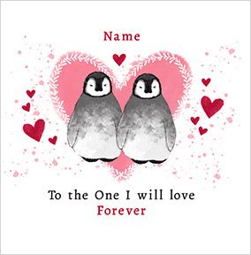 Love Forever Penguin Personalised Card | Funky Pigeon