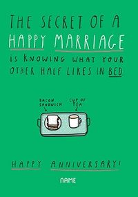 Tap to view Secret Of A Happy Marriage Personalised Card