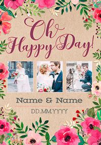 Tap to view Neon Blush - Multi Photo Upload Happy Day Wedding Card