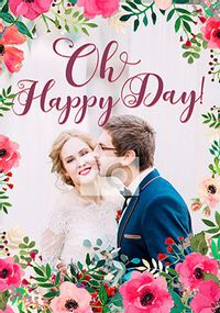 Tap to view Neon Blush - Photo Upload Oh Happy Day Wedding Card