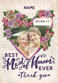 Tap to view Rosa Photo Upload Maid of Honour Thank You Card