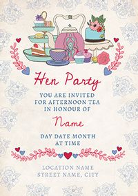 Tap to view Tea Party Personalised Hen Party Invitation Card